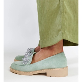 Mocassins en daim vert clair avec cristaux Zemzem 5
