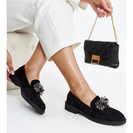 Mocassins en daim noir avec cristaux Zemzem le noir 1