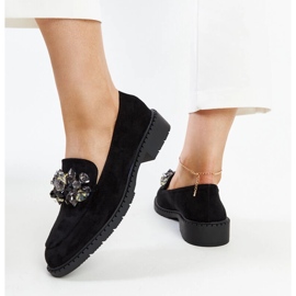 Mocassins en daim noir avec cristaux Zemzem le noir 2