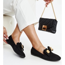 Mocassins noirs avec une épingle de sûreté Kibra décorative 1