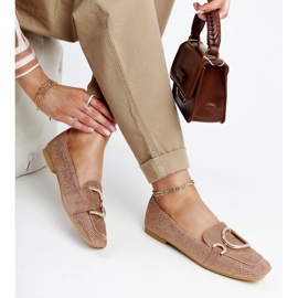 Mocassins Mebrat marron brillant beige 1