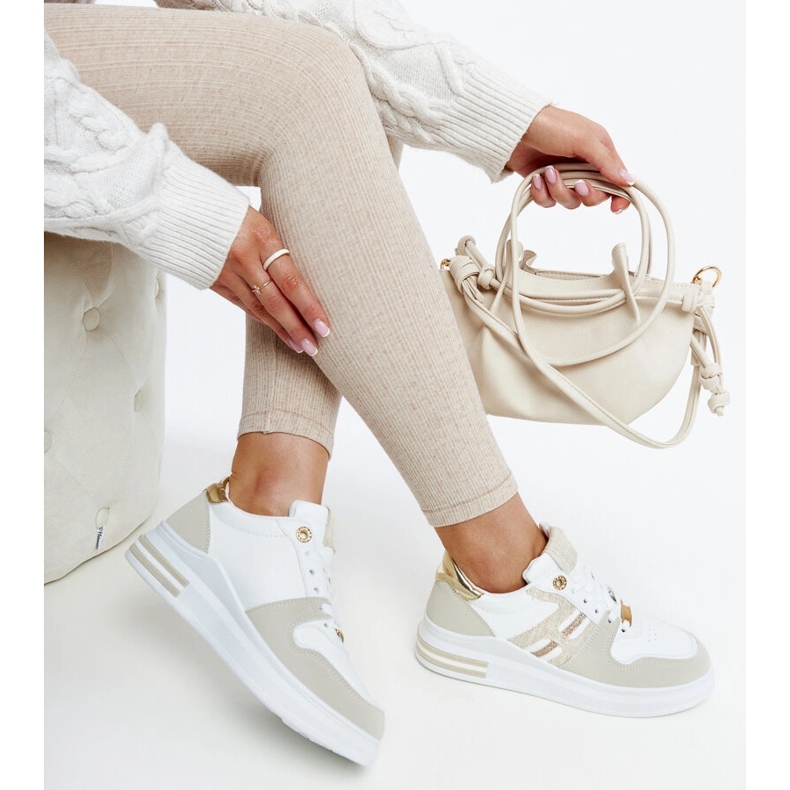 Baskets blanches et beiges sur la plateforme Negisti 1 Baskets blanches et beiges sur la plateforme Negisti 1