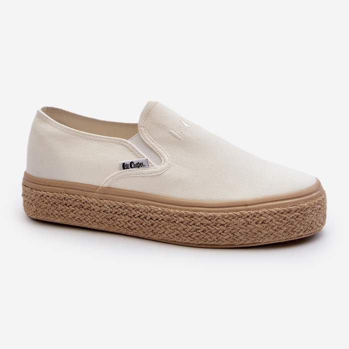 Baskets à enfiler pour femmes avec tresse Lee Cooper LCW-24-44-2430 blanc 1