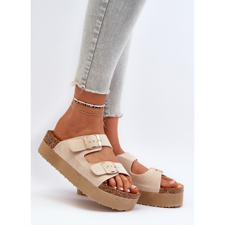 Tongs Plateforme Pour Femmes Avec Boucles Beige Lolpey 2 Tongs Plateforme Pour Femmes Avec Boucles Beige Lolpey 2