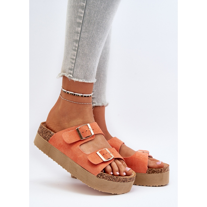 Tongs Plateforme Pour Femmes Avec Boucles Orange Lolpey 2 Tongs Plateforme Pour Femmes Avec Boucles Orange Lolpey 2