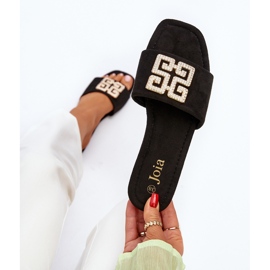 Tongs À Talon Plat Pour Femme Avec Décoration, Noir Inaile 2