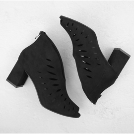Bottines femme en daim ajourées à bout ouvert, noir Potocki LE20318 le noir 3