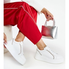 Baskets Karino en cuir blanc avec strass blanche 1