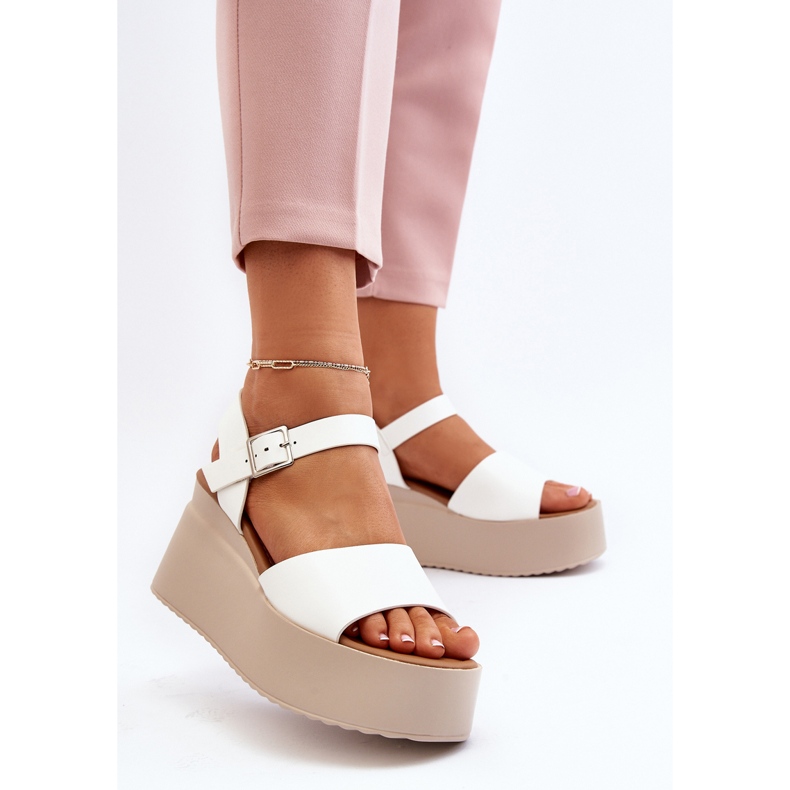 Sandales Compensées Femme Blanc Geferia blanche 2