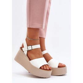 Sandales Compensées Femme Blanc Geferia blanche 1