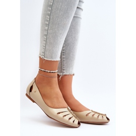 Zazoo 10009 Ballerines confortables en cuir pour femme, beige 2