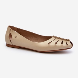 Zazoo 10009 Ballerines confortables en cuir pour femme, beige 1