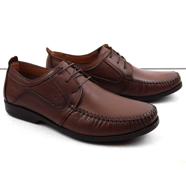 Chaussures homme en cuir, mocassins à lacets, marron, T.Sokolski W21-900 brun 1