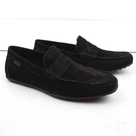 Chaussures en cuir suédé, mocassins noirs pour hommes Big Star NN174224 1