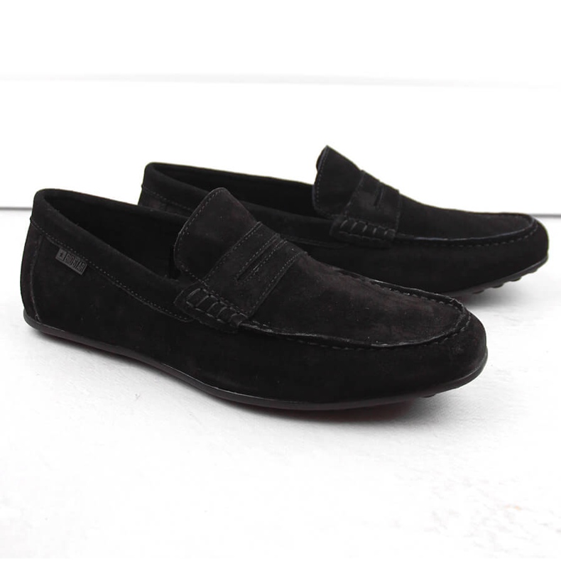 Chaussures en cuir suédé, mocassins noirs pour hommes Big Star NN174224 1