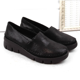 Chaussures compensées slip-on en cuir noir brillant Filippo DP6161 le noir 2