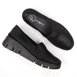 Chaussures compensées slip-on en cuir noir brillant Filippo DP6161 le noir 4
