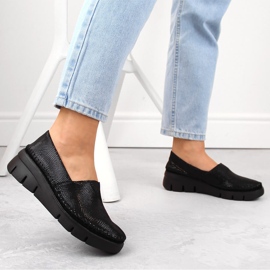Chaussures compensées slip-on en cuir noir brillant Filippo DP6161 le noir 5