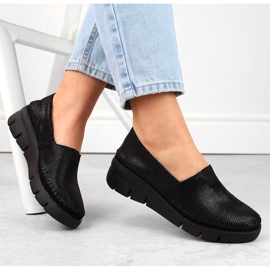 Chaussures compensées slip-on en cuir noir brillant Filippo DP6161 le noir 7