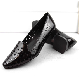 M. DASZYŃSKI Chaussures à enfiler ajourées vernies pour femmes M.Daszyński SA178A-2 le noir 6