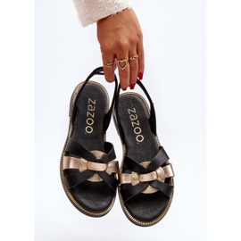 Zazoo 40382 Sandales Femme Cuir Noir 2