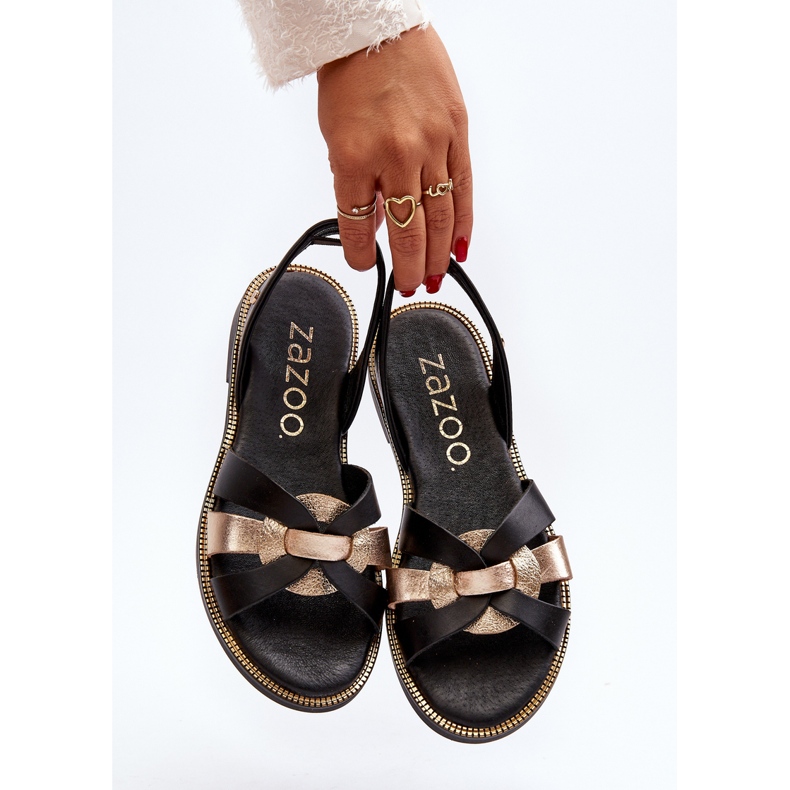 Zazoo 40382 Sandales Femme Cuir Noir 2