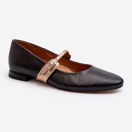 Ballerines plates en cuir pour femmes Laura Messi 2774 Noir le noir 1