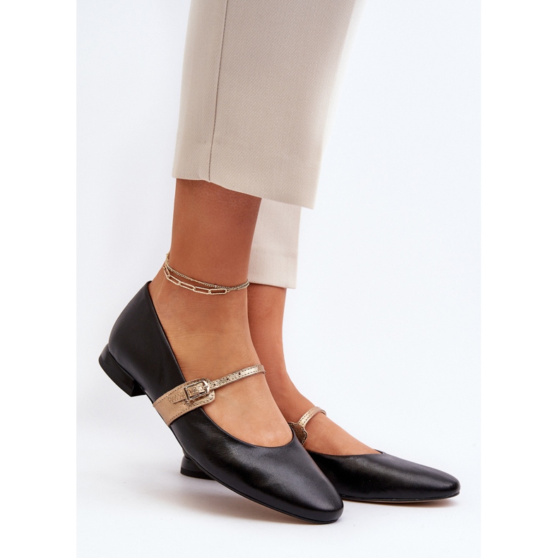 Ballerines plates en cuir pour femmes Laura Messi 2774 Noir le noir 2