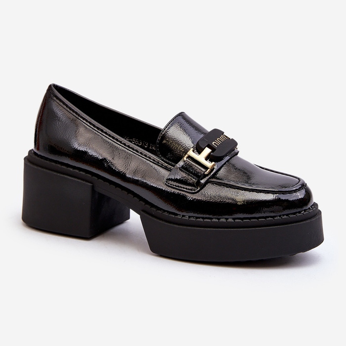Vinceza Mocassins pour femmes en cuir verni à talons massifs, noir Ridulvi le noir 2 Vinceza Mocassins pour femmes en cuir verni à talons massifs, noir Ridulvi le noir 2