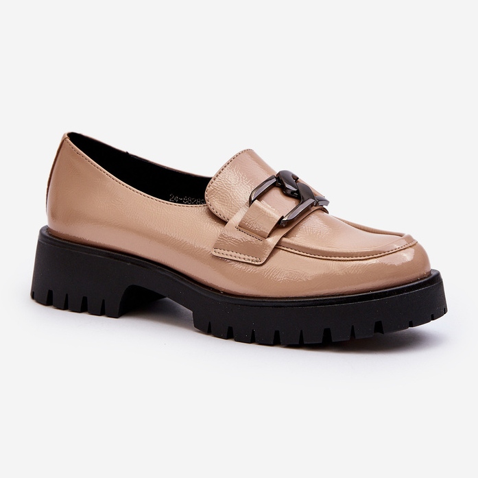 Vinceza Mocassins femme cuir verni Beige Santtes 1