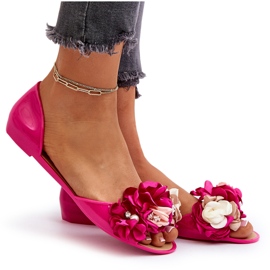 Ballerines Femme En Caoutchouc À Fleurs Fuchsia Junikla rose 8