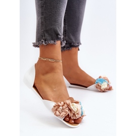 Ballerines femme en caoutchouc à fleurs, blanc Junikla blanche 3