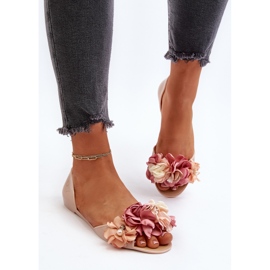 Ballerines Femme En Caoutchouc À Fleurs, Beige Junikla 4