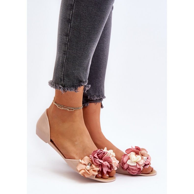 Ballerines Femme En Caoutchouc À Fleurs, Beige Junikla 2