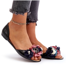 Ballerines Femme En Caoutchouc À Fleurs Noir Junikla le noir 8
