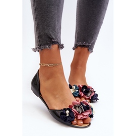 Ballerines Femme En Caoutchouc À Fleurs Noir Junikla le noir 4