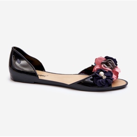 Ballerines Femme En Caoutchouc À Fleurs Noir Junikla 1