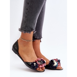Ballerines Femme En Caoutchouc À Fleurs Noir Junikla 2