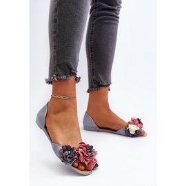 Ballerines Femme En Caoutchouc À Fleurs Gris Junikla 3