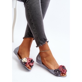 Ballerines Femme En Caoutchouc À Fleurs Gris Junikla 8