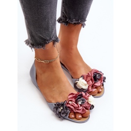 Ballerines Femme En Caoutchouc À Fleurs Gris Junikla 4
