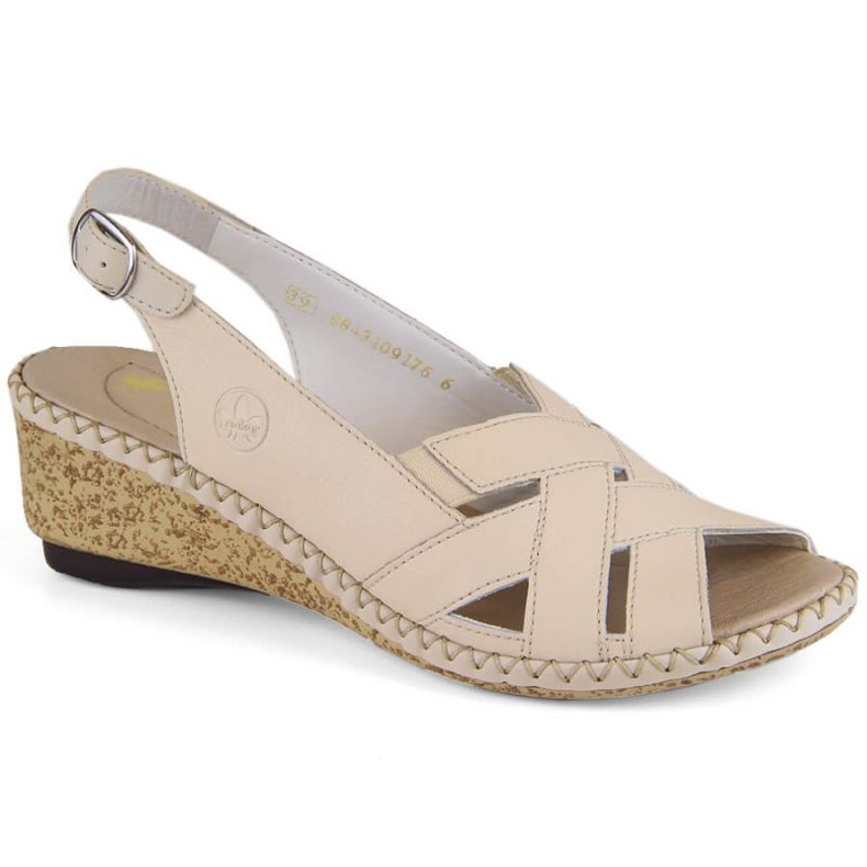 Sandales en cuir confortables Rieker W RKR682, beige 1