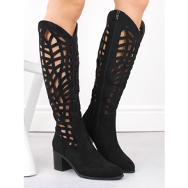 Jezzi W JEZ427 bottes ajourées, noir le noir 6