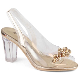 Sandales transparentes Potocki W WOL229A dorées d'or 1