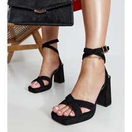 Sandales à talons Salla en daim noir le noir 2