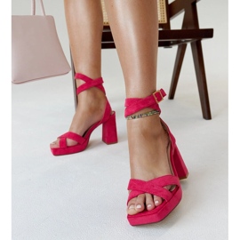 Sandales à talons Salla en daim rose foncé 1