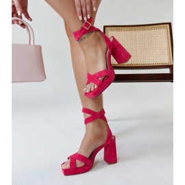 Sandales à talons Salla en daim rose foncé 2