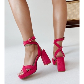Sandales à talons Salla en daim rose foncé 3