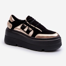 Zazoo 1833 Baskets en cuir pour femme sur semelle massive, noir le noir 1