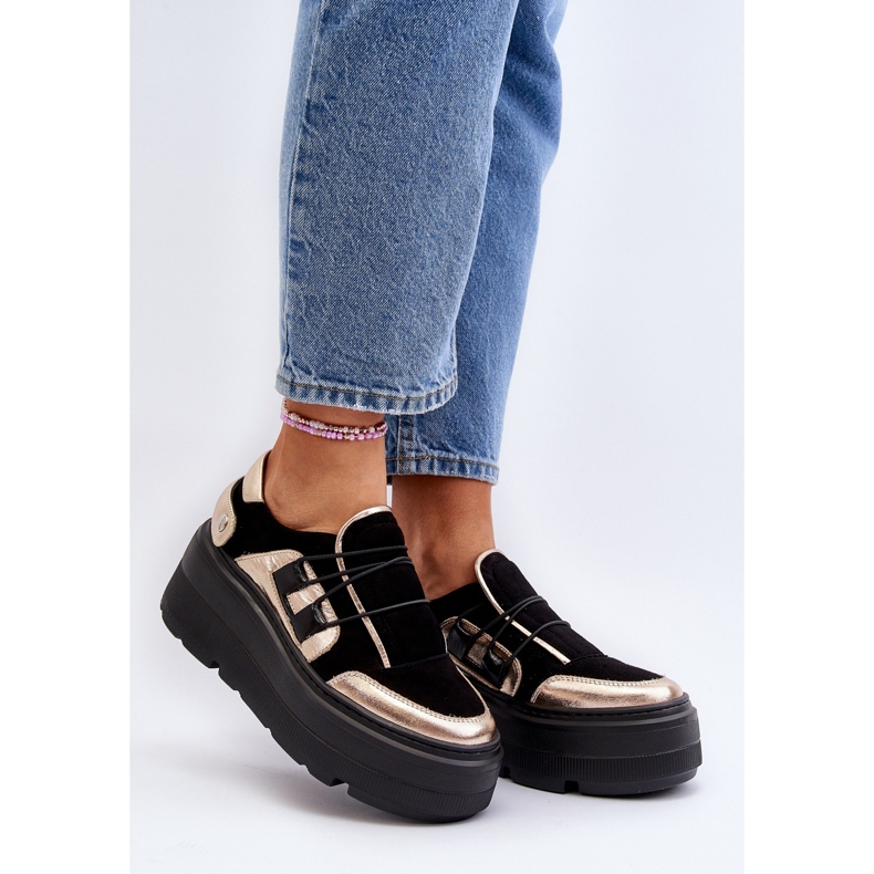 Zazoo 1833 Baskets en cuir pour femme sur semelle massive, noir 2